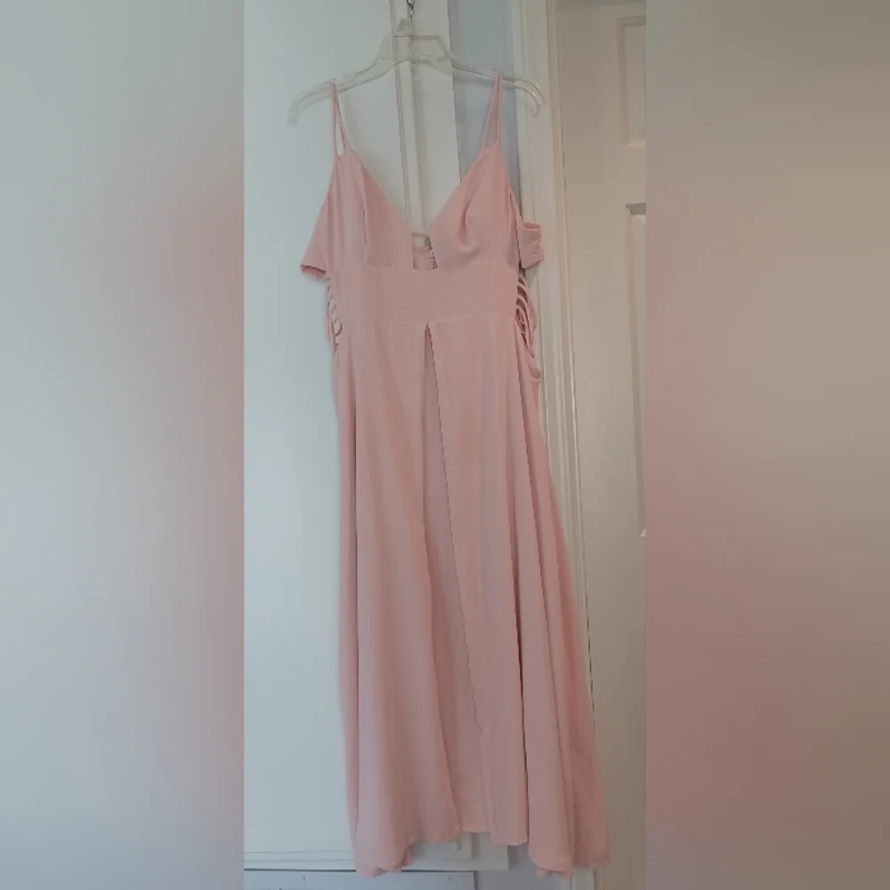 Fame & Partners x Free People 12 Megan Side Cutout Maxi Dress Gown Blush Pink - Picture 4 of 16